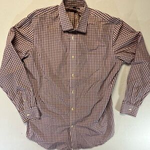 Banana Republic Men's Checkered Shirt - Brown and White